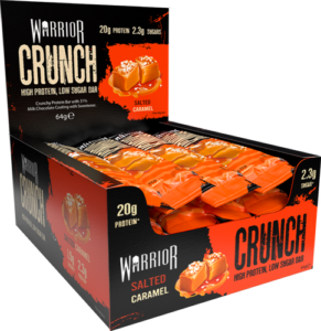 Warrior Crunch Barre (12 x 64 g), barres protéinées faible en sucre, haute teneur en protéines, pour la nutrition sportive,