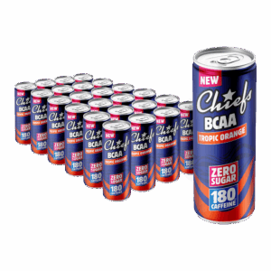 Chiefs BCAA Performance Drink Tropic Orange - Pack 24 x 330ml - 180mg caféine, 2g BCAA, Zero Sugar