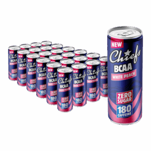 Chiefs BCAA Performance Drink Pêche Blanche - Pack 24 x 330ml - 180mg caféine, 2g BCAA, Zero Sugar