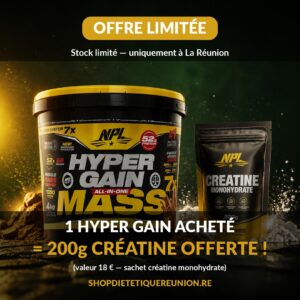 1 Hyper Gain acheté = 200g de créatine monohydrate offerte