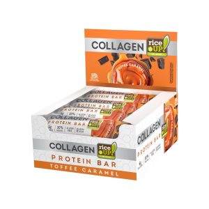 Barres protéinées RiceUP! Collagen Toffee Caramel - 30% protéines, sans sucre ajouté - Pack 12x50g
