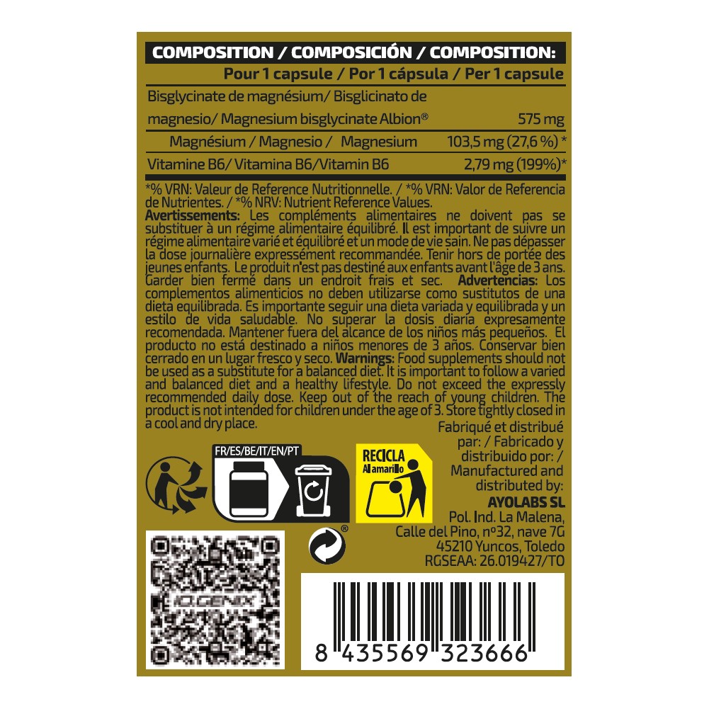 iO.Genix Bisglycinate de Magnésium Albion – 60 gélules – tableau nutritionnel iO.Genix Bisglycinate de Magnésium Albion - 60 gélules – tableau nutritionnel
