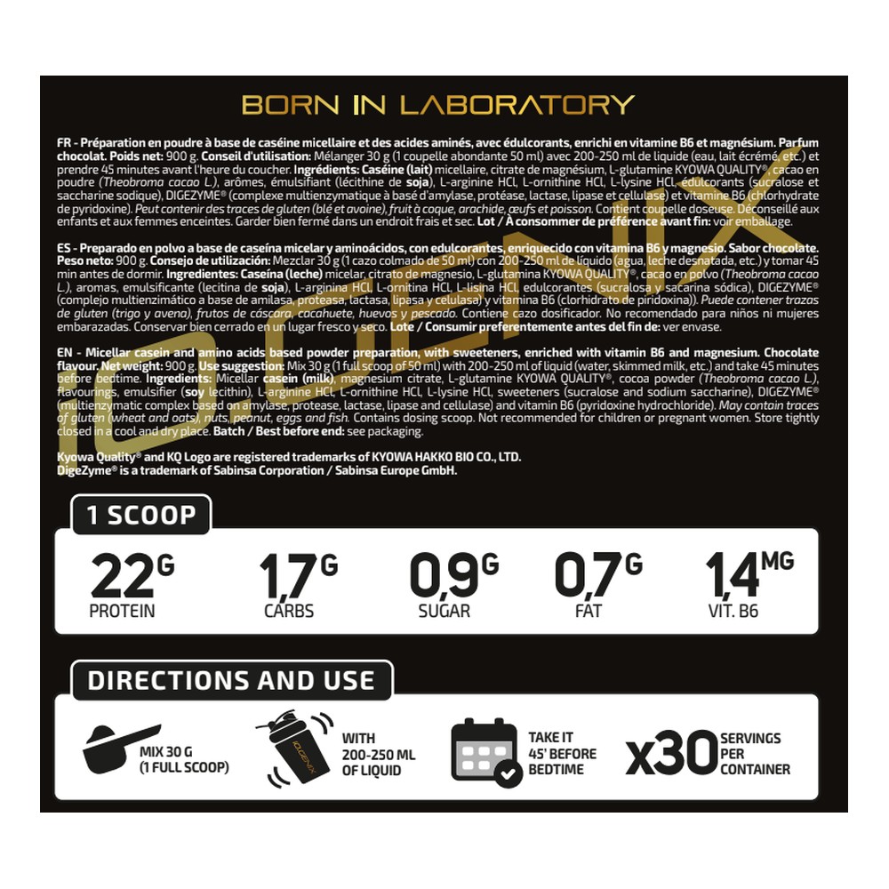 iO.Genix Caséine Professional 900 g – Chocolat – étiquette au dos iO.Genix Caséine Professional 900 g - Chocolat – étiquette au dos