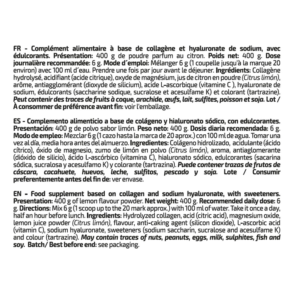 iO.Genix Collagène Professional 400 g – Citron – étiquette au dos iO.Genix Collagène Professional 400 g - Citron – étiquette au dos