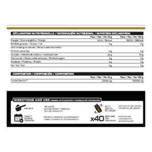 iO.Genix Cyclodextrine Professional 1 kg - Neutre – tableau nutritionnel