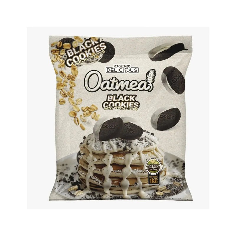 iO.Genix Delicious Oatmeal 1 kg Chocolat blanc Black Cookies iO.Genix Delicious Oatmeal 1 kg saveur Chocolat blanc et Black Cookies
