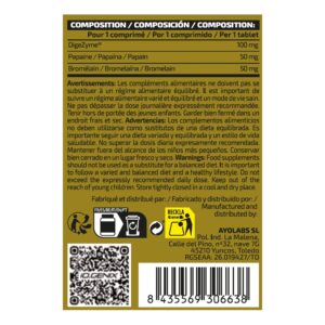 iO.Genix Enzymes digestives - 60 comprimés – tableau nutritionnel