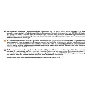 iO.Genix Glutamine pure Kyowa 300 g - Neutre – étiquette au dos