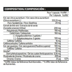 iO.Genix iO Burner - 60 gélules – tableau nutritionnel