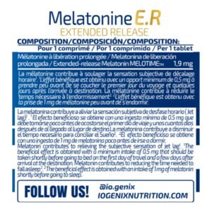 iO.Genix Mélatonine libération prolongée - 90 comprimés – tableau nutritionnel