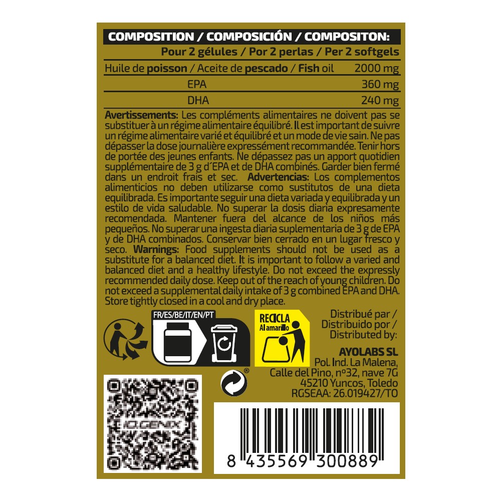 iO.Genix Oméga 3 1000 mg – 90 capsules – tableau nutritionnel iO.Genix Oméga 3 1000 mg - 90 capsules – tableau nutritionnel