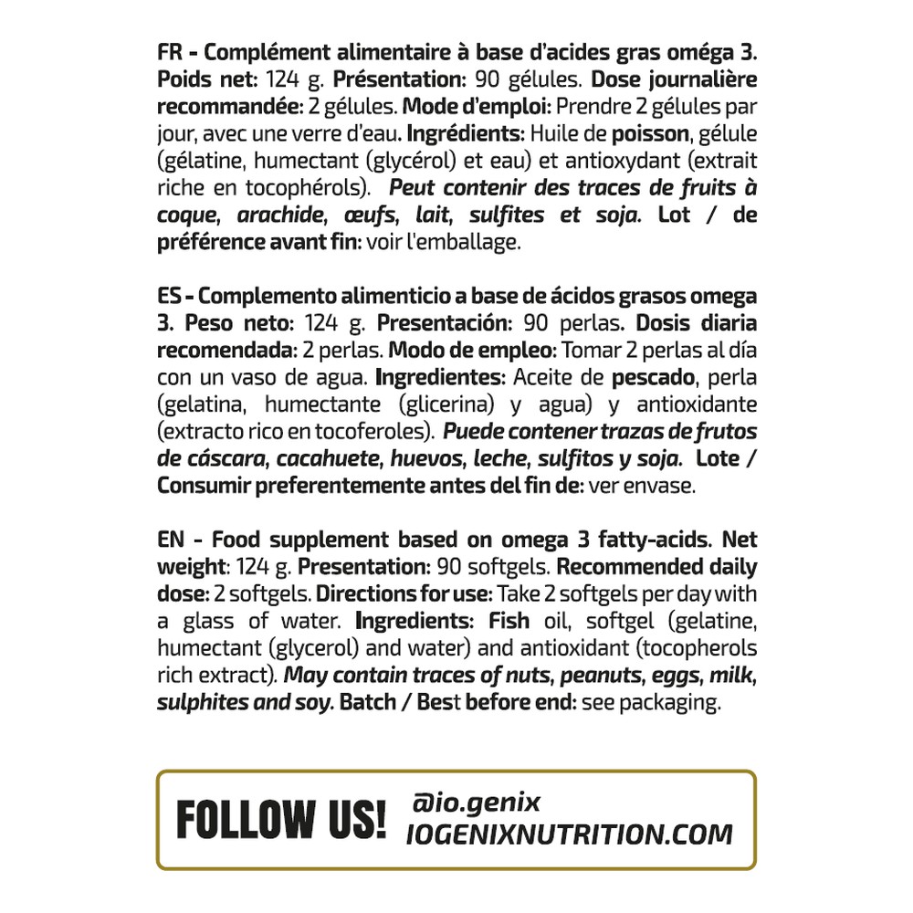 iO.Genix Oméga 3 1000 mg – 90 capsules – étiquette au dos iO.Genix Oméga 3 1000 mg - 90 capsules – étiquette au dos