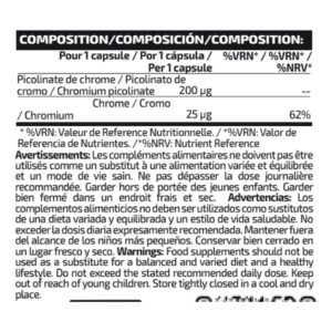 iO.Genix Picolinate de Chrome - 100 gélules – tableau nutritionnel