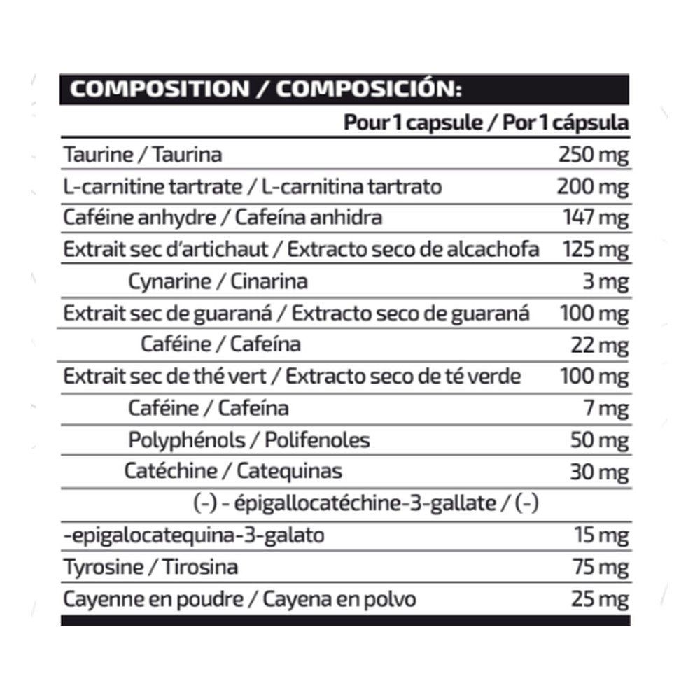 iO.Genix Thermo R8 – 120 gélules – tableau nutritionnel iO.Genix Thermo R8 - 120 gélules – tableau nutritionnel