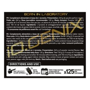 iO.Genix Tyrosine pure 240 g - Neutre – étiquette au dos