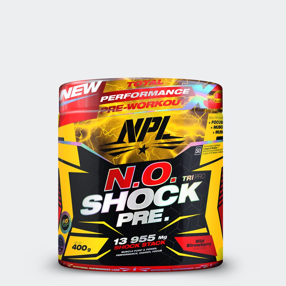 NPL N.O. Shock Pre-Workout 400 g - Fraise NPL N.O. Shock Pre-Workout 400 g saveur Fraise