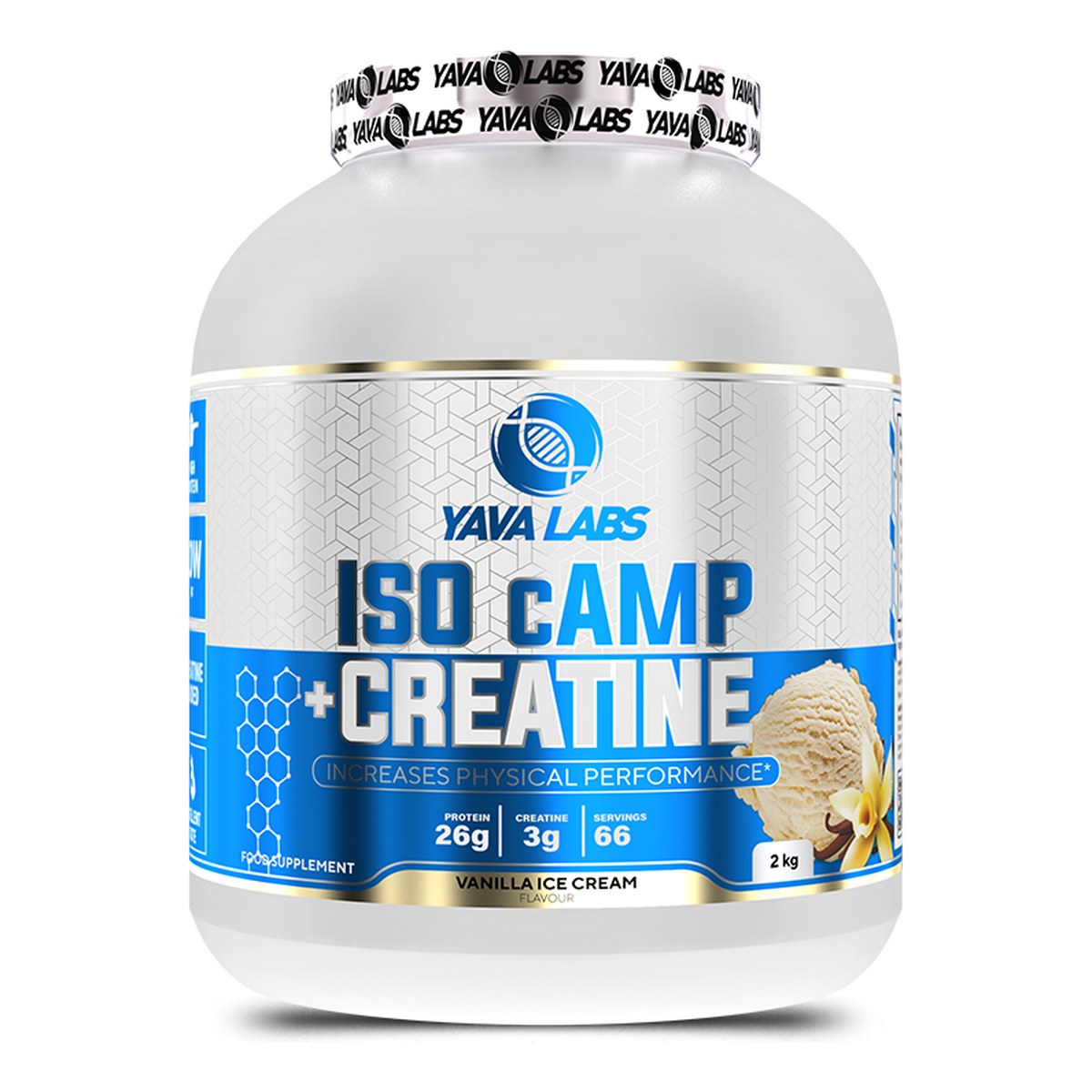 Yava Labs Iso cAMP + Créatine 2 kg - Glace vanille Yava Labs Iso cAMP + Créatine 2 kg - Glace vanille