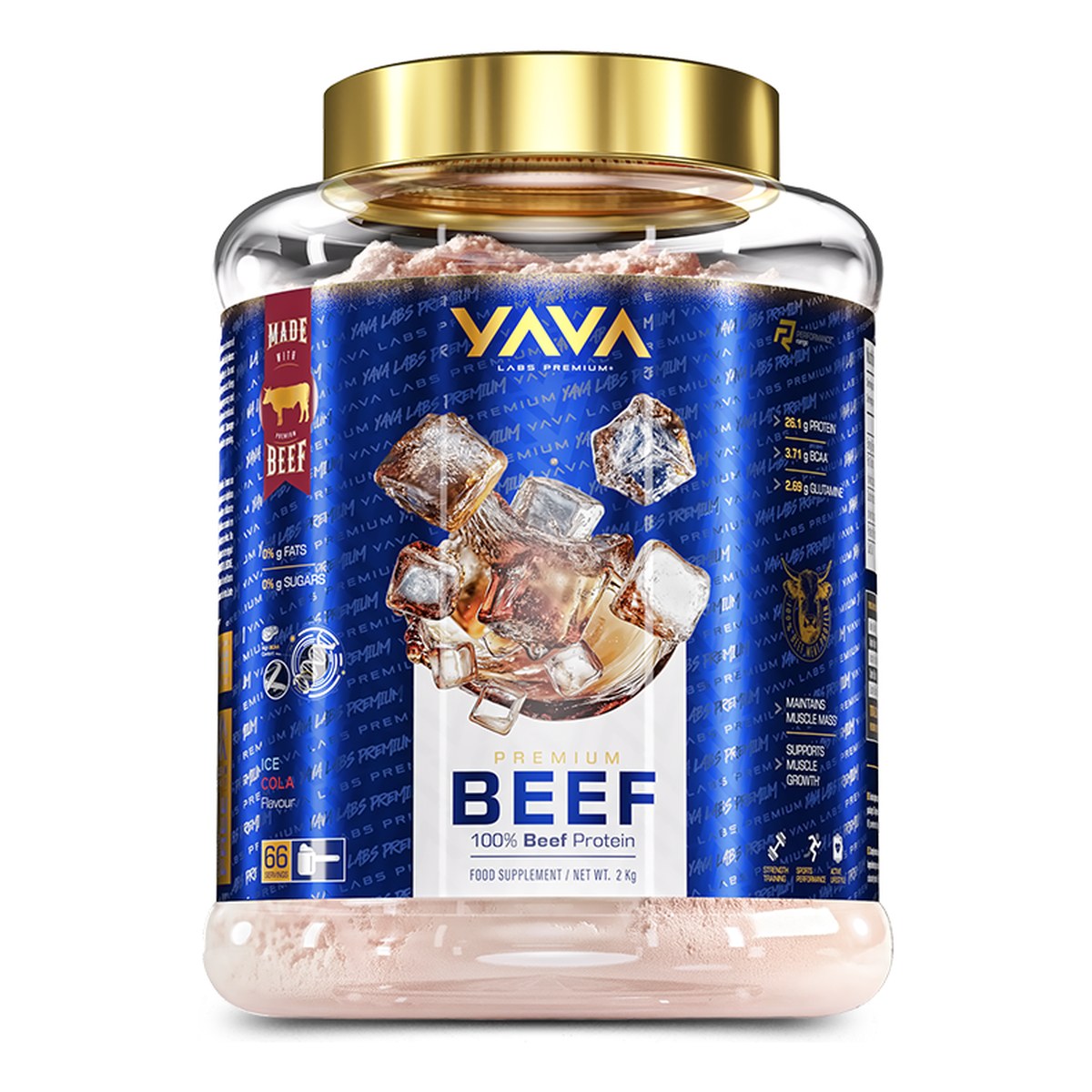 Yava Labs Premium 100 % Beef Protein 2 kg - Cola citron vert Yava Labs Premium 100 % Beef Protein 2 kg - Cola citron vert